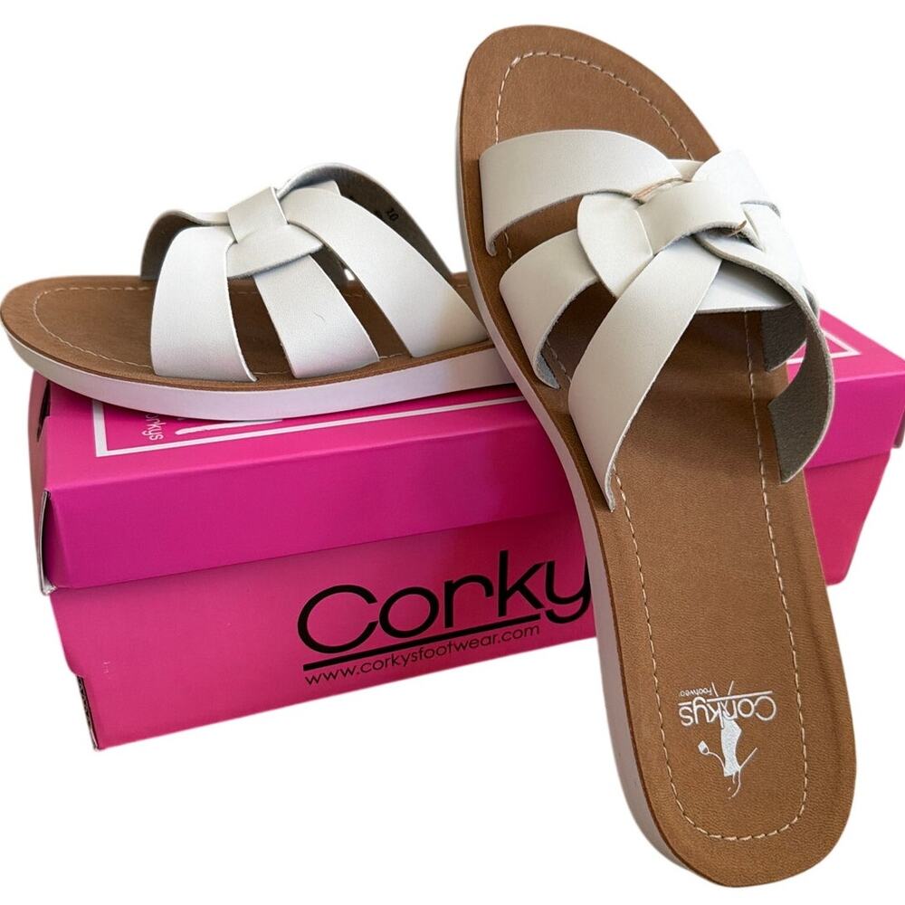 NEW Corkys Rouge Sandal White Women's Size 10  Beach Summer Vaca Slides Comfort
